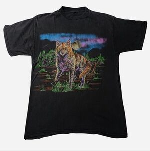 Vintage 1990s Multicolored  Wolf Nature  Graphic T-Shirt